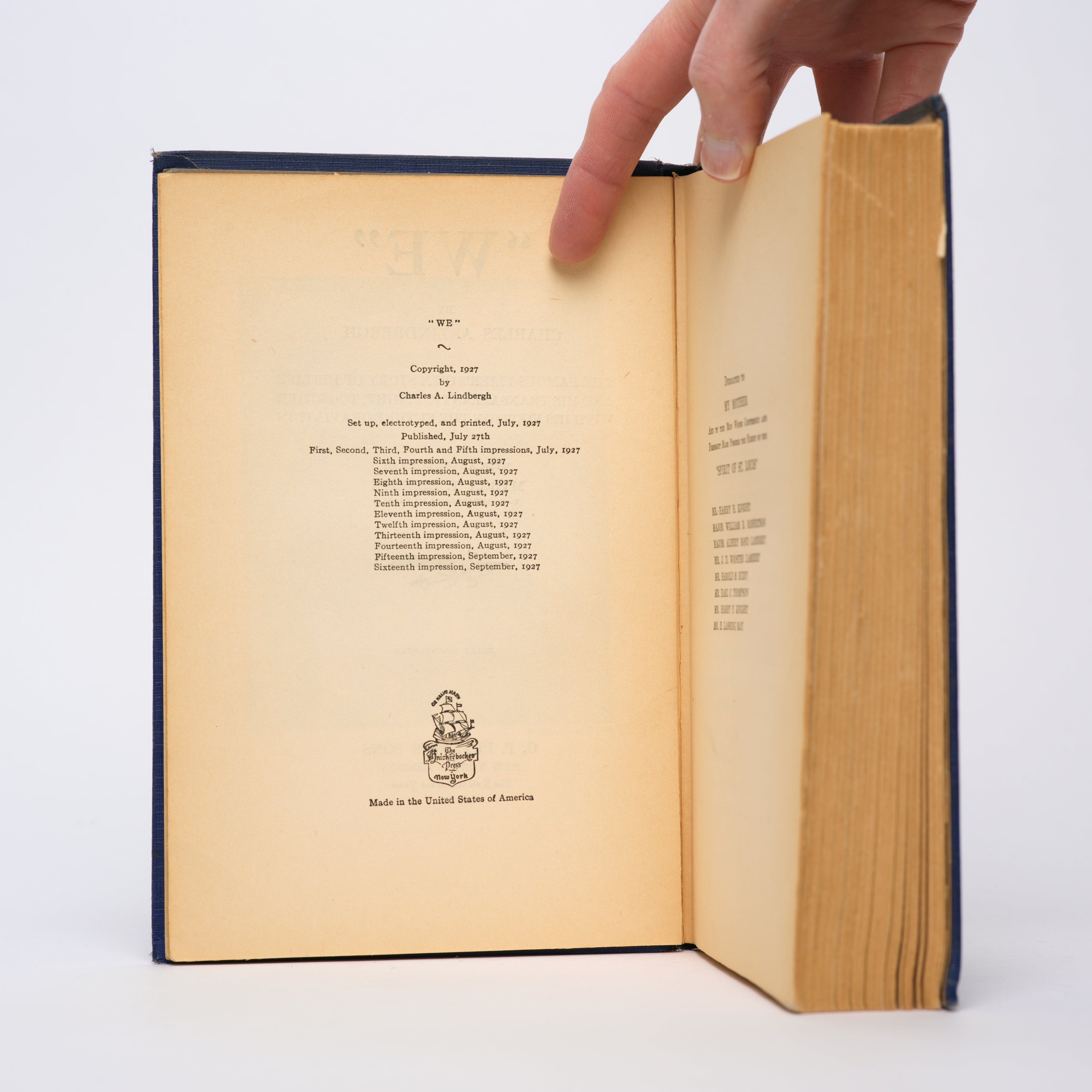 "We" [Signed] - Lindbergh, Charles A.; Herrick, Myron T. (foreword)