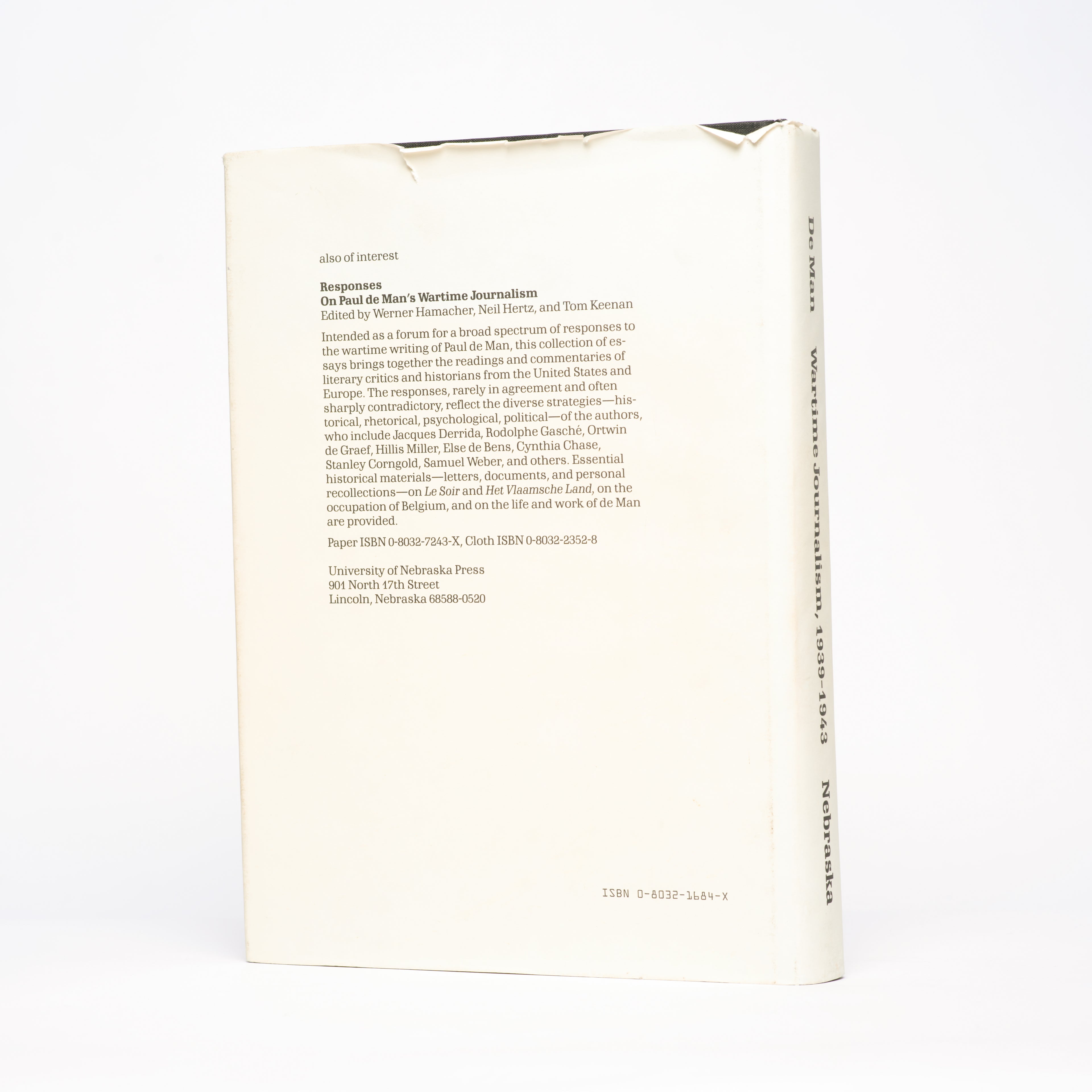 Wartime Journalism, 1939-43 - De Man, Paul; Hamacher, Werner (editor); Hertz, Werner (editor); Keenan, Thomas (editor)
