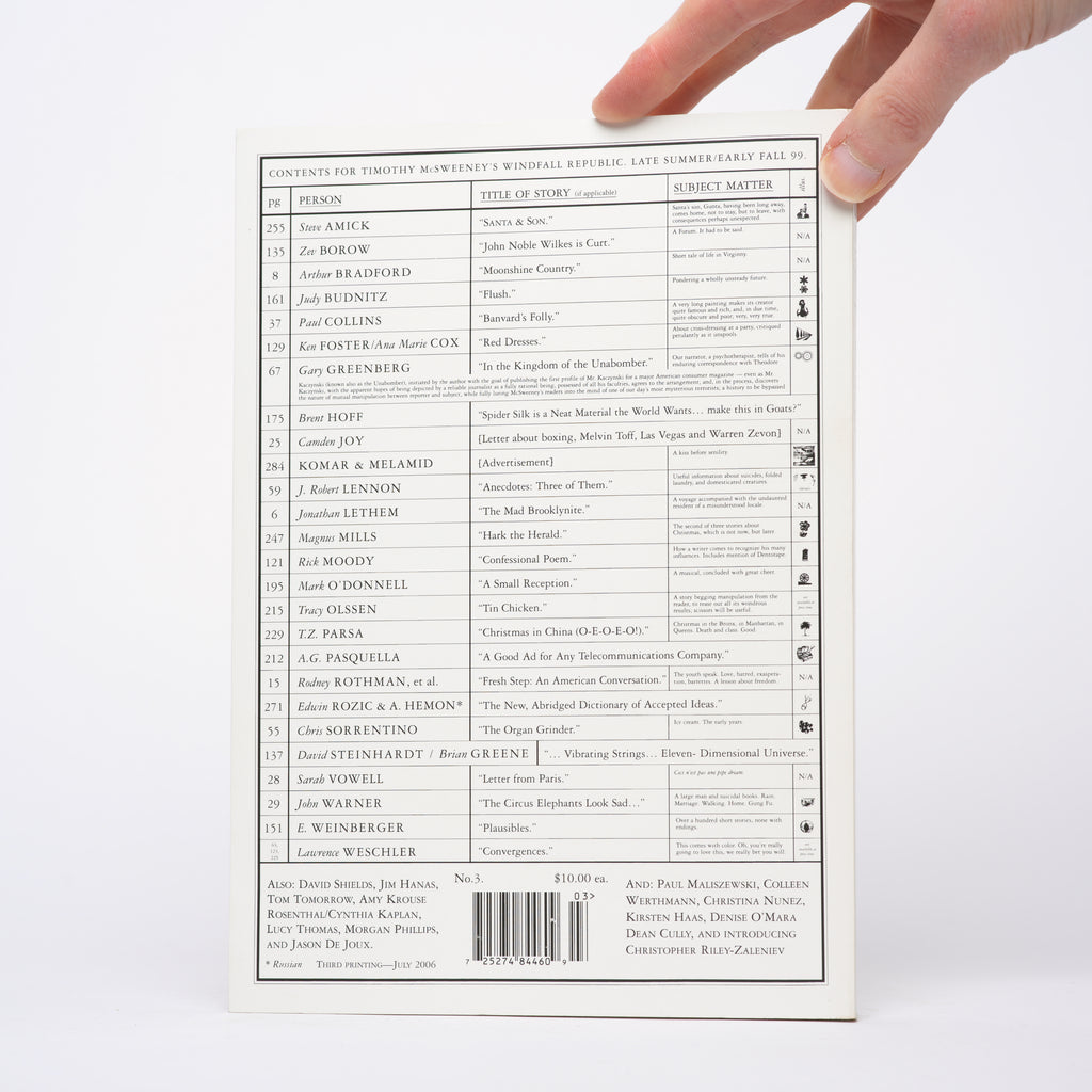 Timothy McSweeney's Windfall Republic [McSweeney's Issue 3]