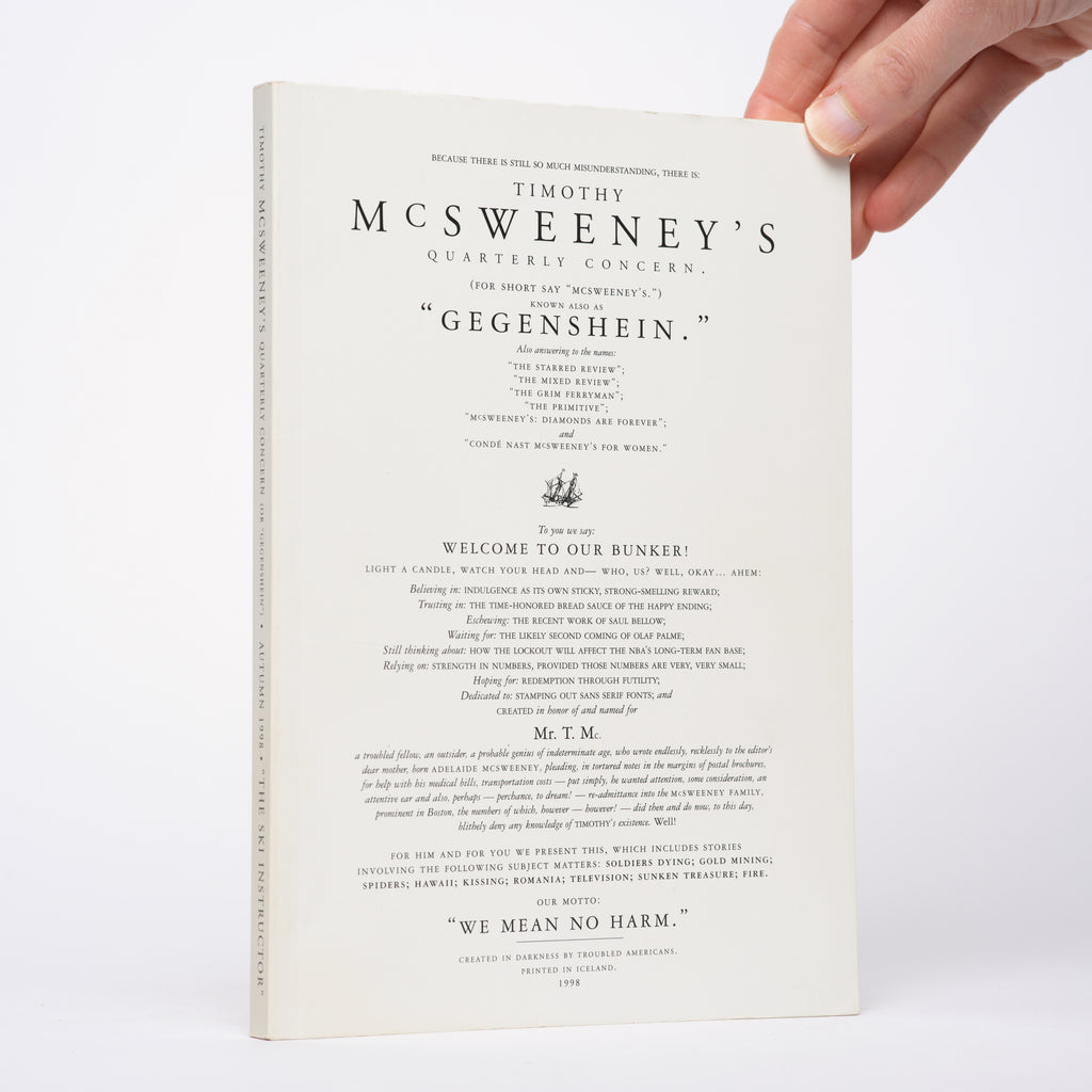 Timothy McSweeney's Quarterly Concern, Known Also as "Gegenshein" [McSweeney's Issue 1]