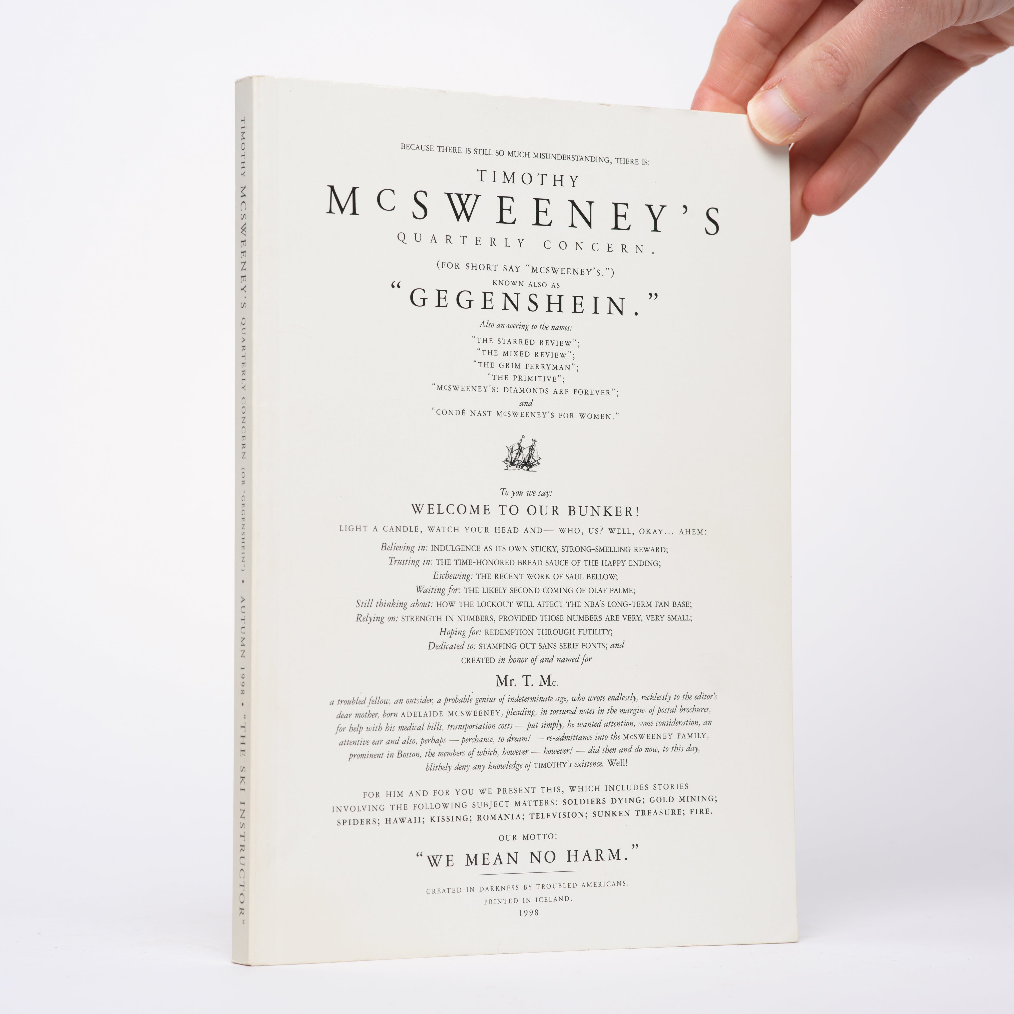 Timothy McSweeney's Quarterly Concern, Known Also as "Gegenshein" [McSweeney's Issue 1]