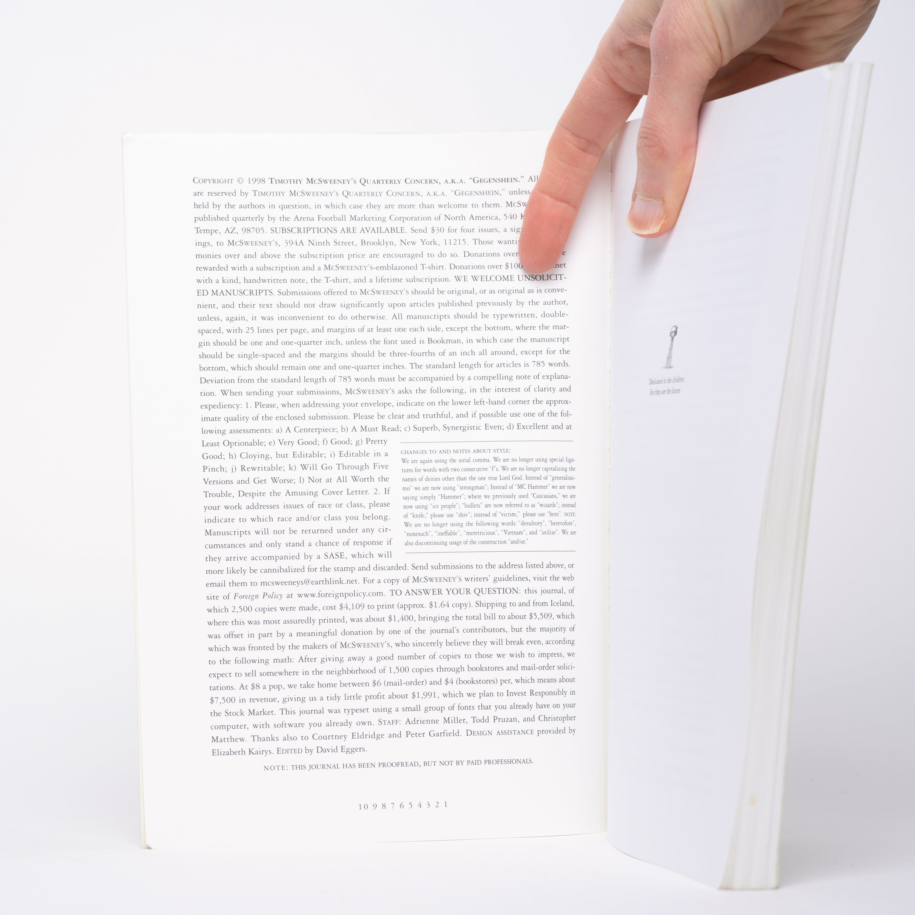 Timothy McSweeney's Quarterly Concern, Known Also as "Gegenshein" [McSweeney's Issue 1]