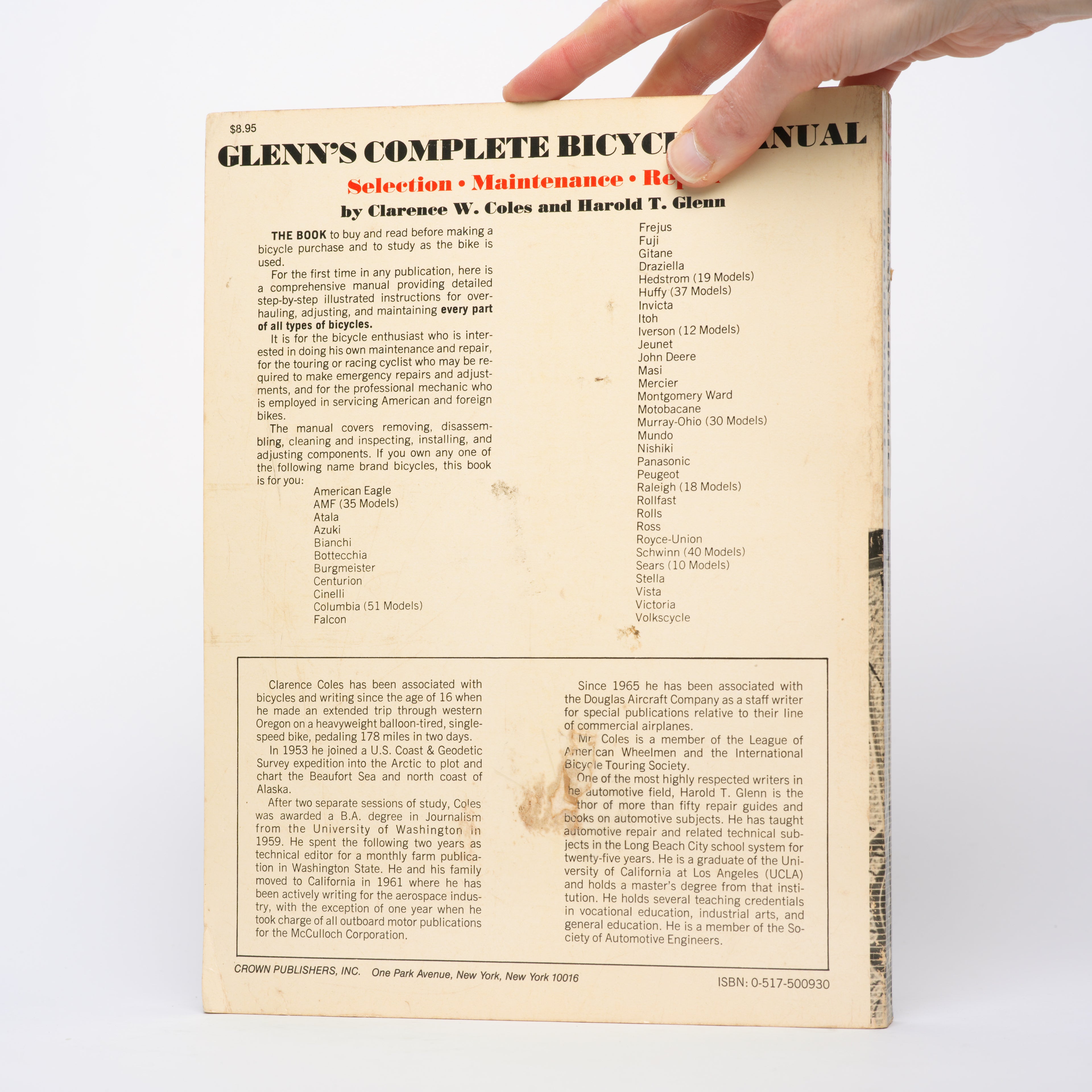Glenn's Complete Bicycle Manual: Selection, Maintenance, Repair - Coles, Clarence W.; Glenn, Harold T.
