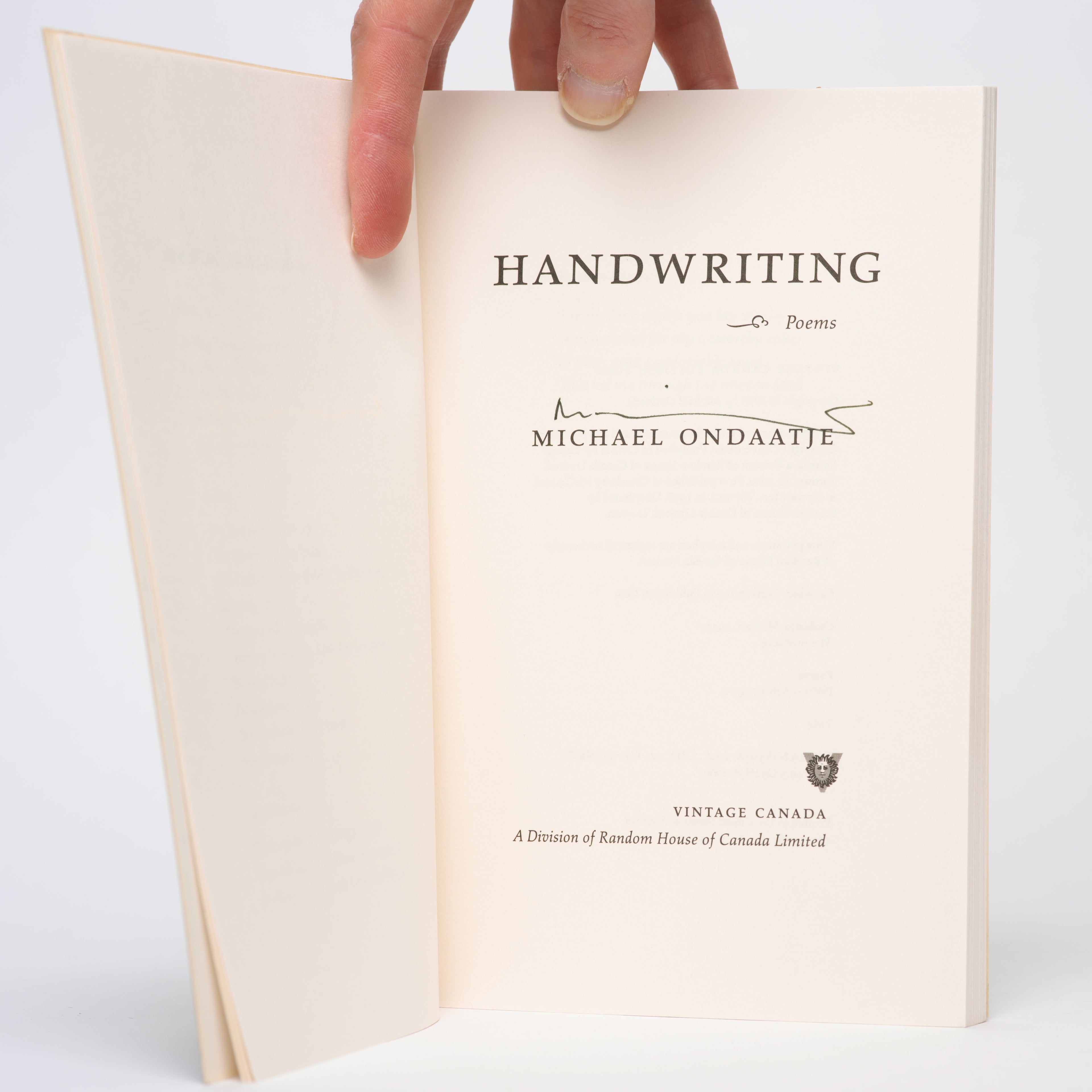 Handwriting: Poems - Ondaatje, Michael [Signed]