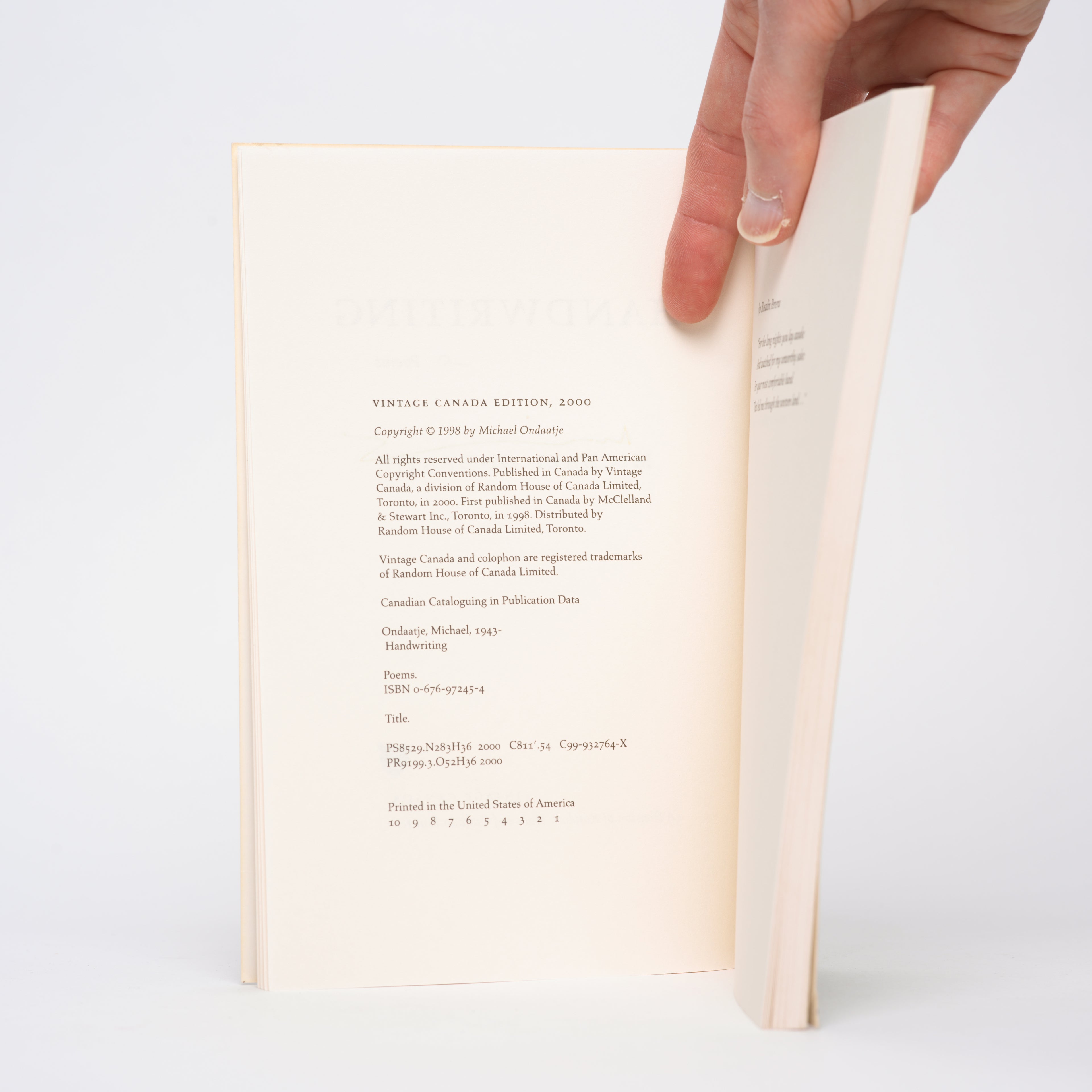 Handwriting: Poems - Ondaatje, Michael [Signed]