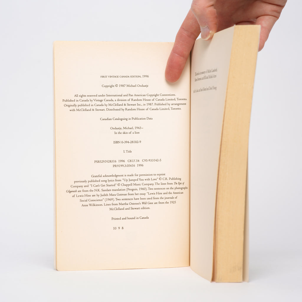 In the Skin of a Lion - Ondaatje, Michael [Signed]