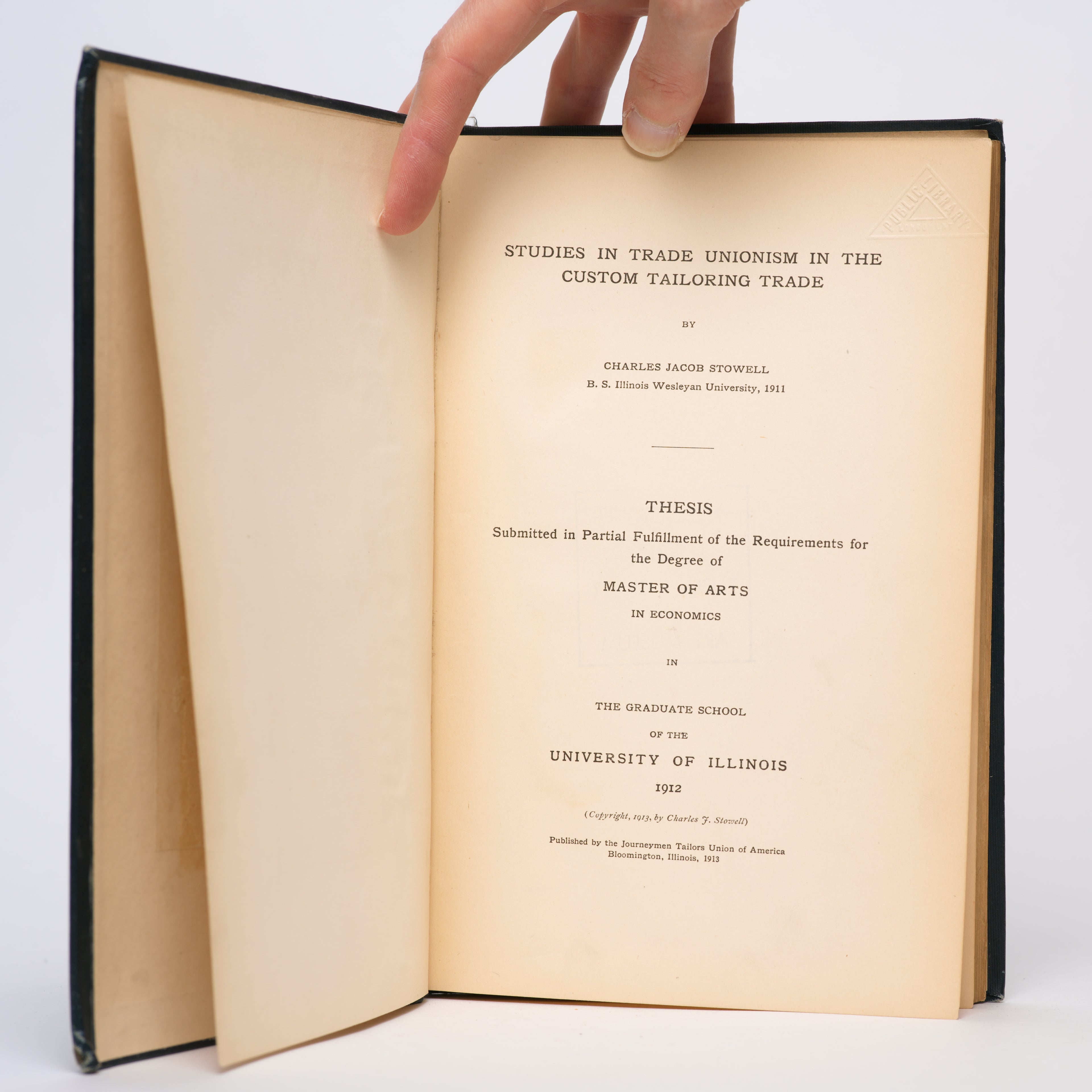 Studies in Trade Unionism in the Custom Tailoring Trade - Stowell, Charles Jacob