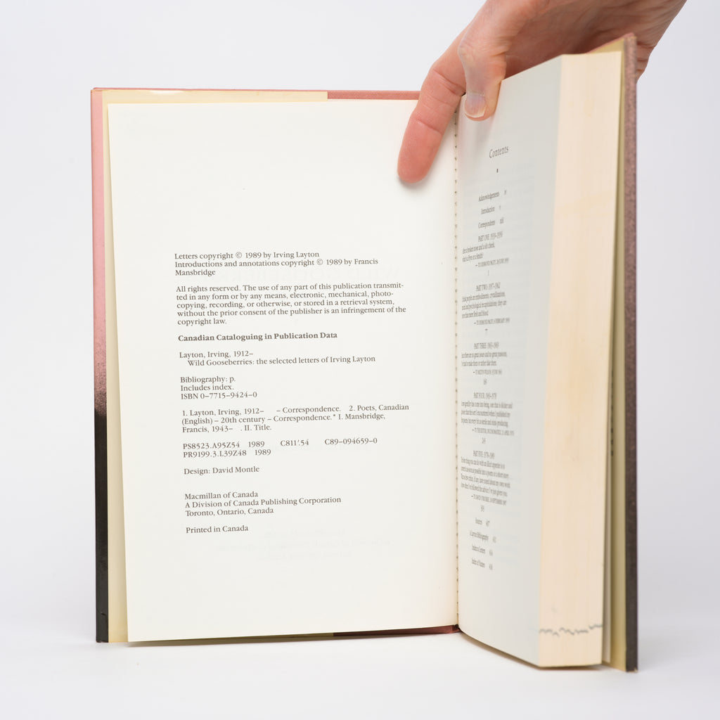 Wild Gooseberries: The Selected Letters of Irving Layton - Layton, Irving; Mansbridge, Francis (editor)