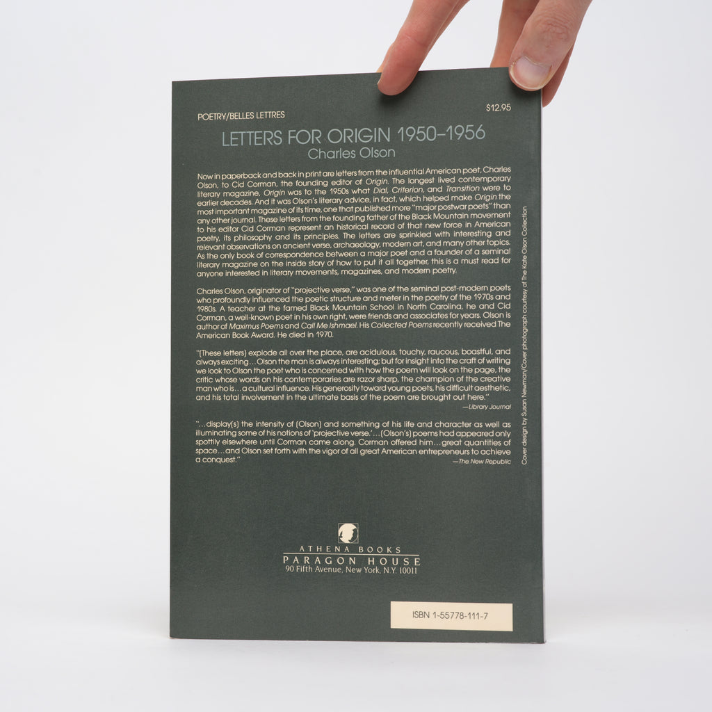Letters for Origin: 1950-1956 - Olson, Charles; Glover, Albert (editor); Tytell, John (foreword)