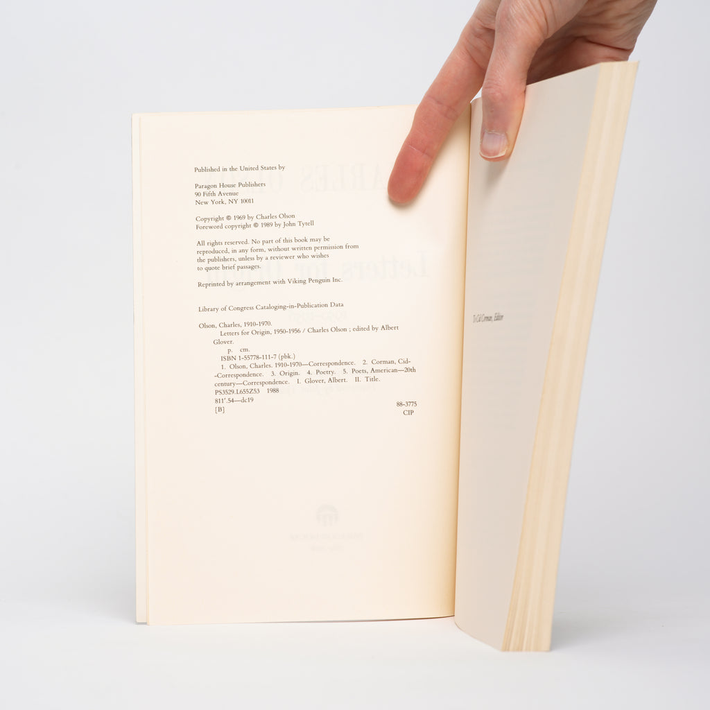 Letters for Origin: 1950-1956 - Olson, Charles; Glover, Albert (editor); Tytell, John (foreword)