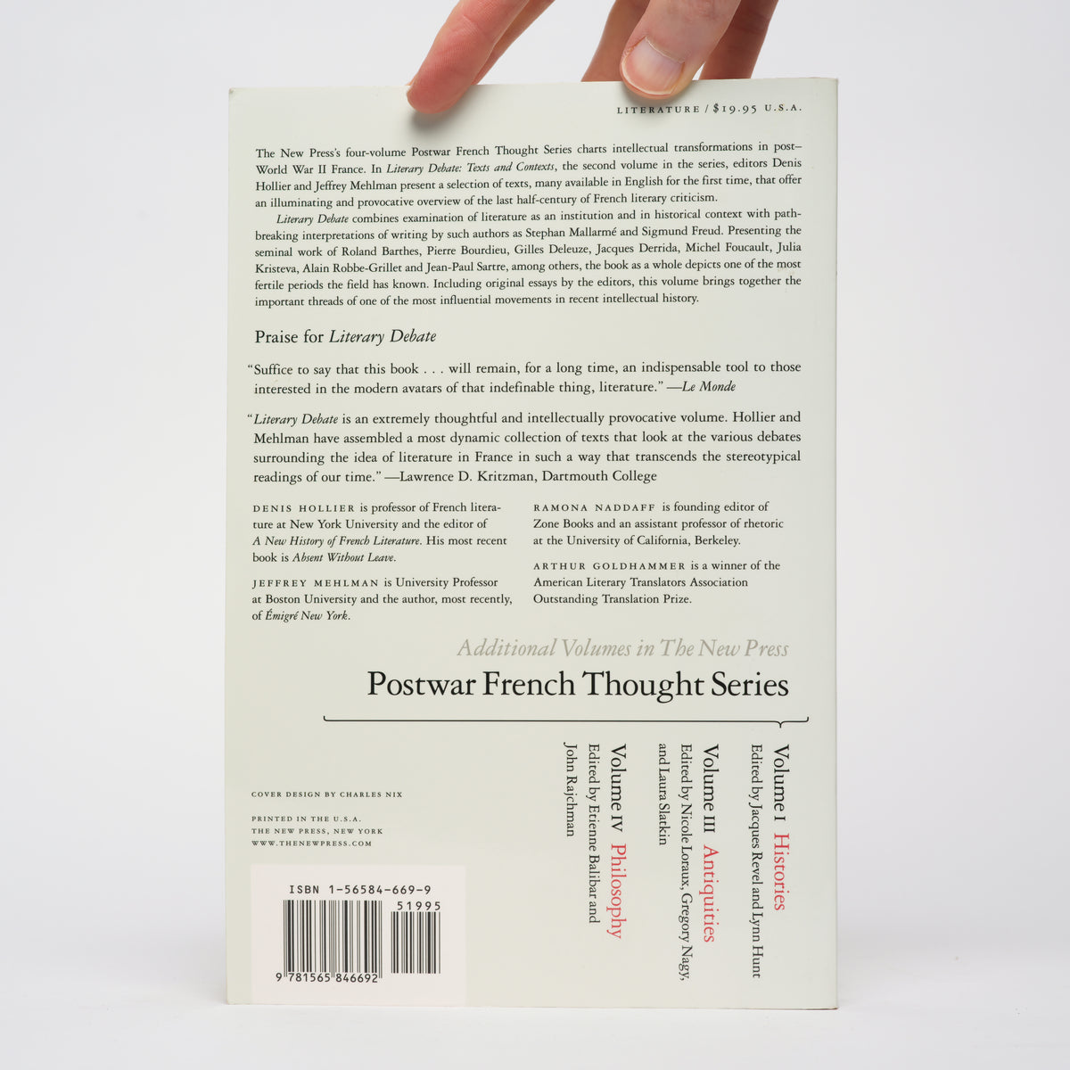 Literary Debate: Texts and Contexts - Postwar French Thought Volume II (2) - Hollier, Denis (editor); Mehlman, Jeffrey (editor); Goldhammer, Arthur (translator)