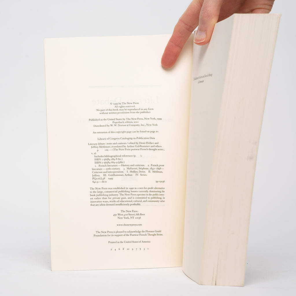 Literary Debate: Texts and Contexts - Postwar French Thought Volume II (2) - Hollier, Denis (editor); Mehlman, Jeffrey (editor); Goldhammer, Arthur (translator)