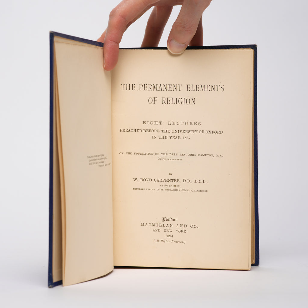 The Permanent Elements of Religion: Eight Lectures Preached Before the University of Oxford in the Year 1887 - Carpenter, Boyd