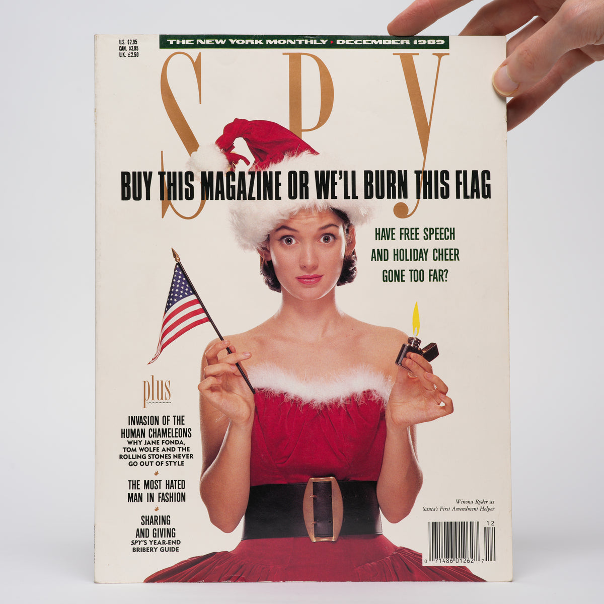 Spy Magazine - December 1989 ("Buy this magazine or we'll burn this flag!" Cover)